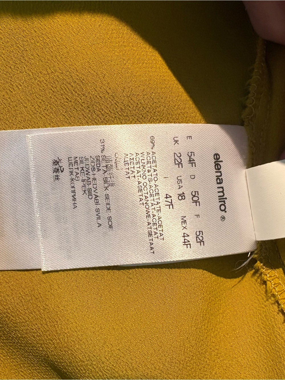 Elena Miro Yellow Mustard Silk Draped Neck Top Size 18 - Picture 8 of 11